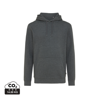 IQONIQ TORRES RECYCLED COTTON HOODED HOODY UNDYED in Heather Anthracite