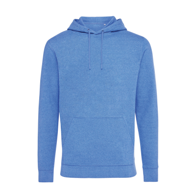 IQONIQ TORRES RECYCLED COTTON HOODED HOODY UNDYED in Heather Blue