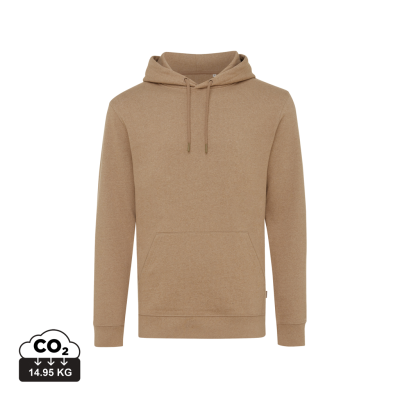 IQONIQ TORRES RECYCLED COTTON HOODED HOODY UNDYED in Heather Brown