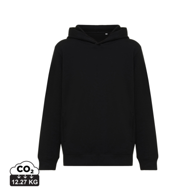 IQONIQ YENGO CHILDRENS RECYCLED COTTON HOODED HOODY with Sidepockets in Black