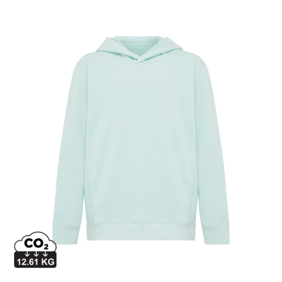 IQONIQ YENGO CHILDRENS RECYCLED COTTON HOODED HOODY with Sidepockets in Crushed Mints