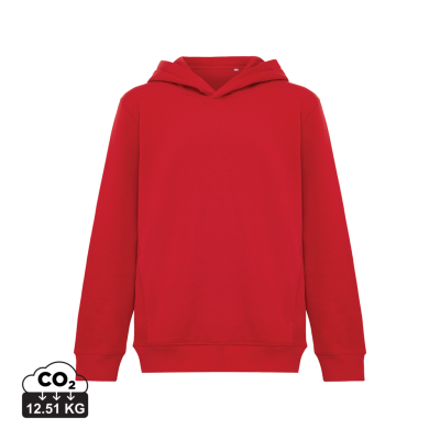 IQONIQ YENGO CHILDRENS RECYCLED COTTON HOODED HOODY with Sidepockets in Red
