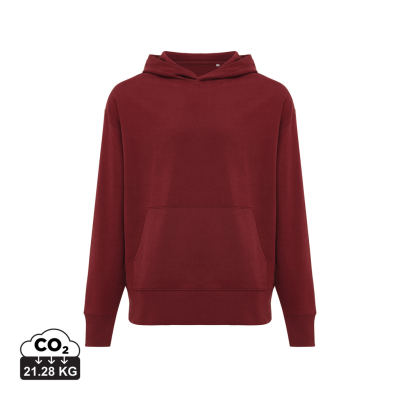 IQONIQ YOHO RECYCLED COTTON RELAXED HOODED HOODY in Burgundy