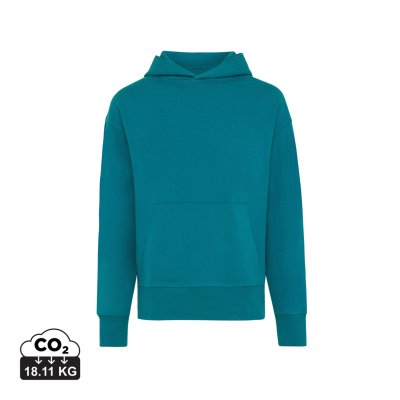 IQONIQ YOHO RECYCLED COTTON RELAXED HOODED HOODY in Verdigris