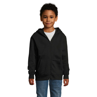STONE CHILDRENS HOODED HOODY  260G in Black