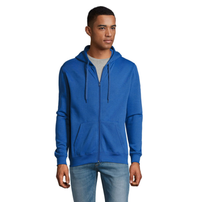 STONE UNISEX ZIP HOODED HOODY in Blue