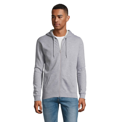STONE UNISEX ZIP HOODED HOODY in Grey
