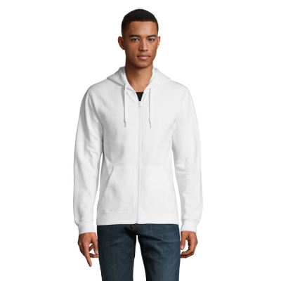STONE UNISEX ZIP HOODED HOODY in White