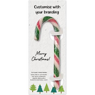 CANDY CANE ON PLANTABLE SEEDS PAPER BACKING CARD