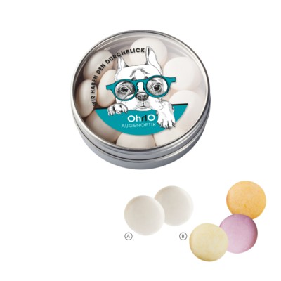 CLEAR TRANSPARENT TIN with Mentos