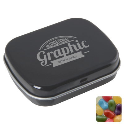 FLAT HINGED TIN with Jelly Beans in Black