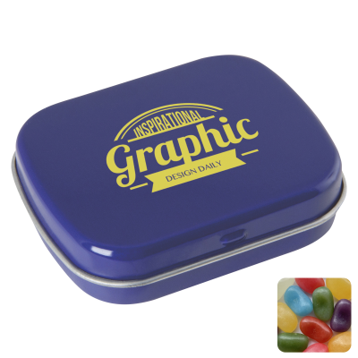 FLAT HINGED TIN with Jelly Beans in Blue