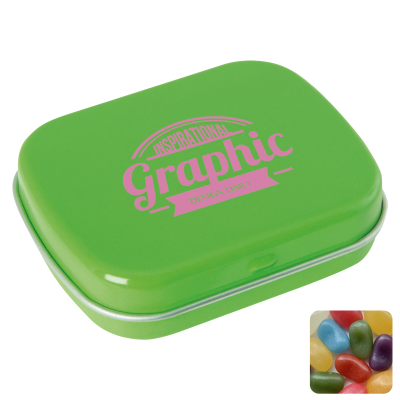 FLAT HINGED TIN with Jelly Beans in Pale Green