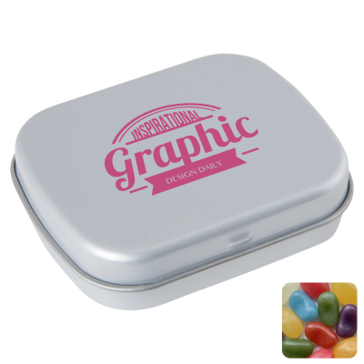 FLAT HINGED TIN with Jelly Beans in Pale Grey