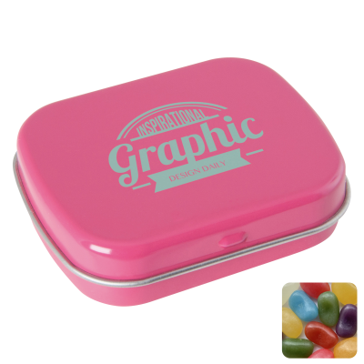 FLAT HINGED TIN with Jelly Beans in Pink