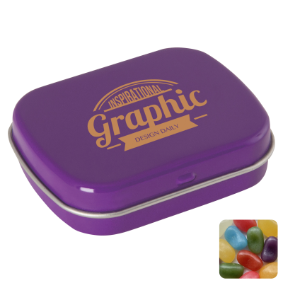 FLAT HINGED TIN with Jelly Beans in Purple