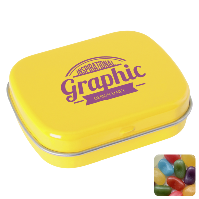 FLAT HINGED TIN with Jelly Beans in Yellow