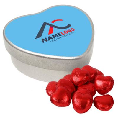 HEART SHAPE SWEETS TIN - FOILED CHOCOLATE HEARTS - 38G