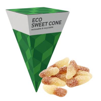 LARGE ECO SWEETS CONE PYRAMID - FIZZY COLA BOTTLES - 60G