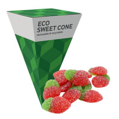 LARGE ECO SWEETS CONE PYRAMID - FIZZY STRAWBERRIES - 60G