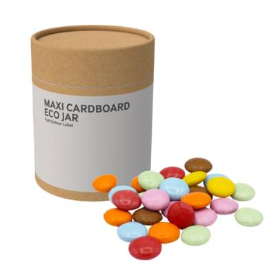 LARGE ECO SWEETS JAR - CARDBOARD CARD TUBE - CHOCOLATE BEANS - 60G