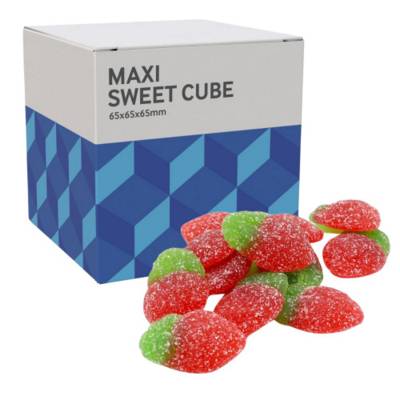 LARGE SWEETS CUBE - FIZZY STRAWBERRIES - 60G