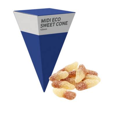 MEDIUM ECO SWEETS CONE PYRAMID - FIZZY COLA BOTTLES - 40G