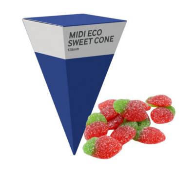 MEDIUM ECO SWEETS CONE PYRAMID - FIZZY STRAWBERRIES - 40G