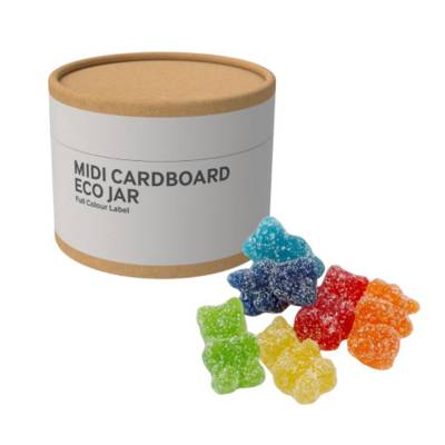MEDIUM ECO SWEETS JAR - CARDBOARD CARD TUBE - FIZZY VEGAN BEARS - 40G
