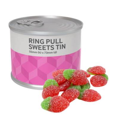 RING PULL SWEETS CAN - FIZZY STRAWBERRIES - 50G