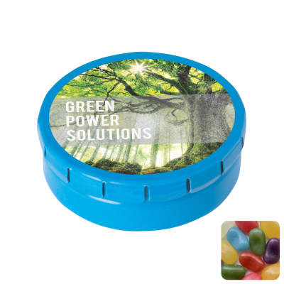 ROUND CLICK TIN with Jelly Beans in Light Blue