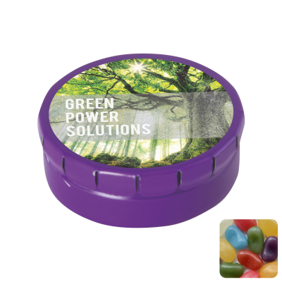 ROUND CLICK TIN with Jelly Beans in Purple