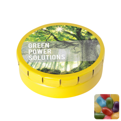 ROUND CLICK TIN with Jelly Beans in Yellow