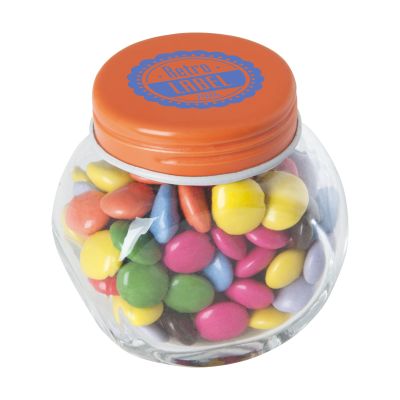 SMALL GLASS JAR with Chocos in Orange