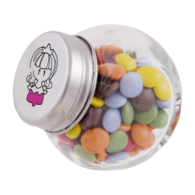 SMALL GLASS JAR with Chocos in Silver