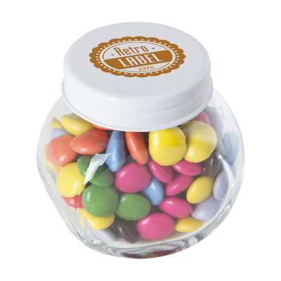 SMALL GLASS JAR with Chocos in White