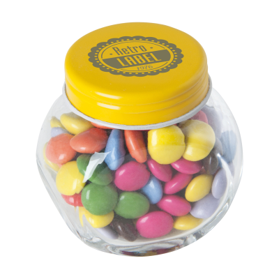 SMALL GLASS JAR with Chocos in Yellow