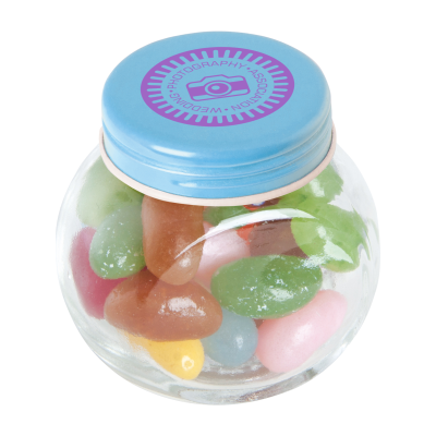 SMALL GLASS JAR with Jelly Beans in Light Blue