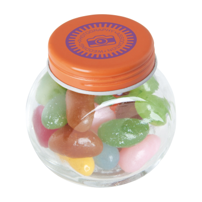 SMALL GLASS JAR with Jelly Beans in Orange