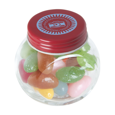 SMALL GLASS JAR with Jelly Beans in Red