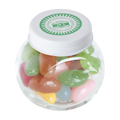 SMALL GLASS JAR with Jelly Beans in White