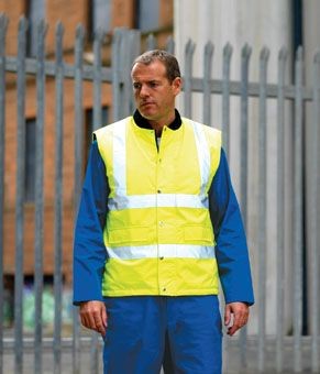 RTY HIGH VISIBILITY REFLECTIVE BODYWARMER in Neon Fluorescent Yellow