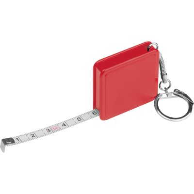 1 METER STEEL MEASURING TAPE with Keyring Chain in Red