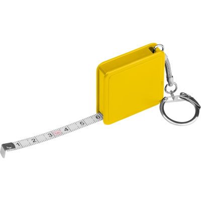 1 METER STEEL MEASURING TAPE with Keyring Chain in Yellow