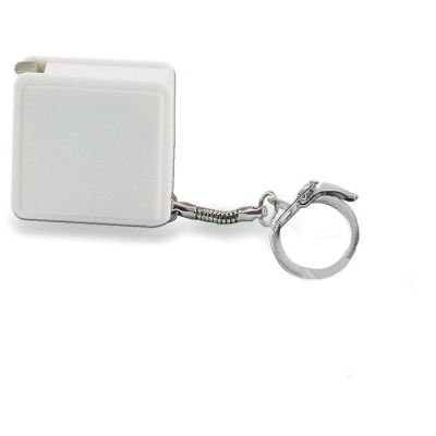 KEYRING W &  FLEXIBLE RULER 1M in White
