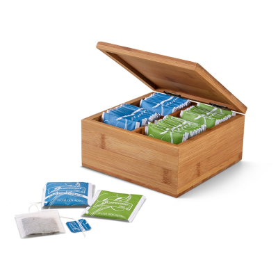 ARNICA BAMBOO TEA BOX with 4 Compartments & Magnet Closure in Natural