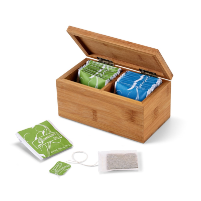 BURDOCK BAMBOO TEA BOX with 2 Compartments & Magnet Closure in Natural