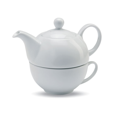 TEA POT AND CUP SET 400 ML in White