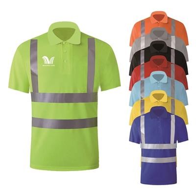 HIGH VISIBILITY REFLECTIVE CONSTRUCTION SAFETY POLO TEE SHIRT - PROMOTIONAL CORPORATE GIFT
