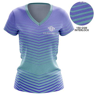 LADIES 150 GSM POLY INTERLOCK PERFORMANCE SHORT SLEEVE SUBLIMATION V-NECK T-SHIRT